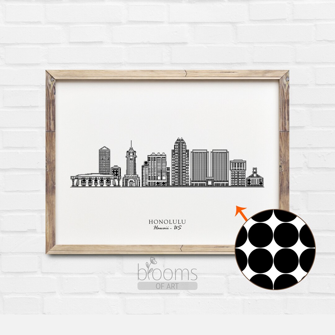 Honolulu Print Wall Art Travel Modern Wall Art Honolulu Hawaii Living