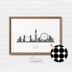 Londra stampabile Wall Art Paesaggio Viaggio Wall Art London Eye Living Room Decor Art Circle Art Poster Digitale stampabile Scarica #CA12