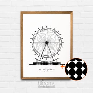 London Eye Travel Print London Eye Digital Poster London Artwork Gift Travel Art Print Wall Decor Travel Art London INSTANT DOWNLOAD CA24