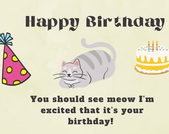 Deseos para mi gato, divertida tarjeta de cumpleaños para gatos.