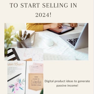 May include: A digital planner with the text "Tours to Schedule Wedding Venues" on a brown background. The planner is open to a page with a list of wedding venues. The text "50 digital products to start selling in 2024!" is at the top of the image. The text "Digital product ideas to generate passive income!" is at the bottom of the image. The text "By Rochelle A. Bertram" is at the bottom of the image.