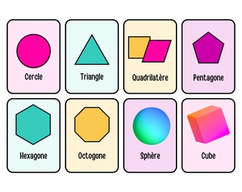 French Printable Flashcards - Shapes in English & French