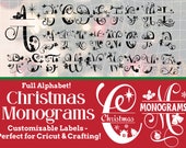 Christmas Monogram SVG File for Cricut - Split Letter Monograms! Custom Name Labels for Christmas! Christmas SVG / Christmas PNG Files!