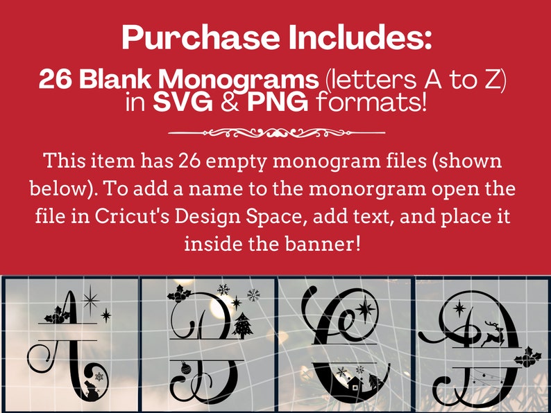 Monogram Swg Examples Christmas Monogram SVG File for Cricut - Split Letter Monograms! Custom ...
