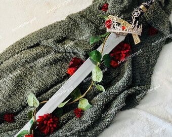 Custom Hand Forged Stainless Steel GOLDRYN SWORD Throne Of Glass Athril Video Game Sword with Sheath-Costume Armor Best Fathers Day Gift,