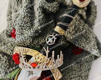 Custom Hand Forged Stainless Steel GOLDRYN SWORD Throne Of Glass Athril Video Game Sword w/Sheath-Costume Armor Best Christmas Gift For Him