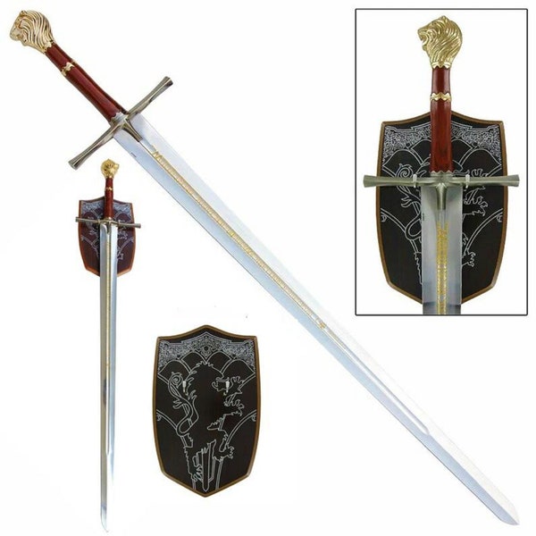 CUSTOM Hand Forged Stainless Steel The CHRONICLES Of NARNIA Prince Caspian Sword Replica Gold Color with Wall Plaque Christmas Gift For Him