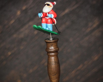 Beer Tap Handle: Skiing Santa