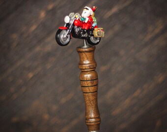 Beer Tap Handle: Motorcycle Santa