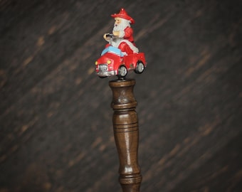 Santa in Firetruck Beer Tap Handle