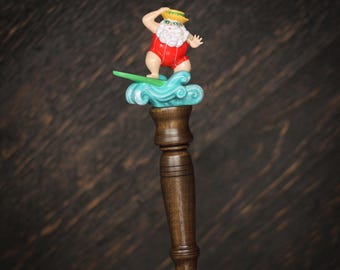 Beer Tap Handle: Surfin' Santa