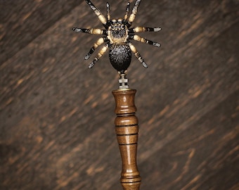 Tarantula Beer Tap Handle: Hand-Painted Spider, Walnut Spindle