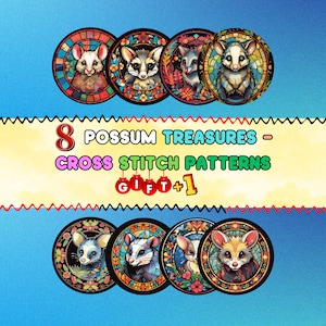 8 Possum Stitching Treasures - Cross Stitch Patterns