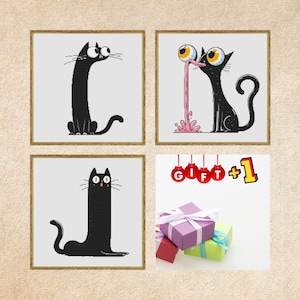 Snarky Cat Cross Stitch Patterns: Modern Kitty Embroidery (Digital Download
