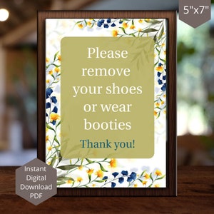 Please Remove Shoes or Wear Booties Digital Sign Printable