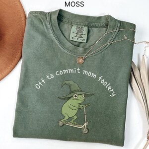 Mama Frog Comfort Colors Shirt Off to Commit Mom Foolery TShirt Funny Frog Scooter Gift For Mom Funny Mama Shirt Pregnancy Announcement Tee