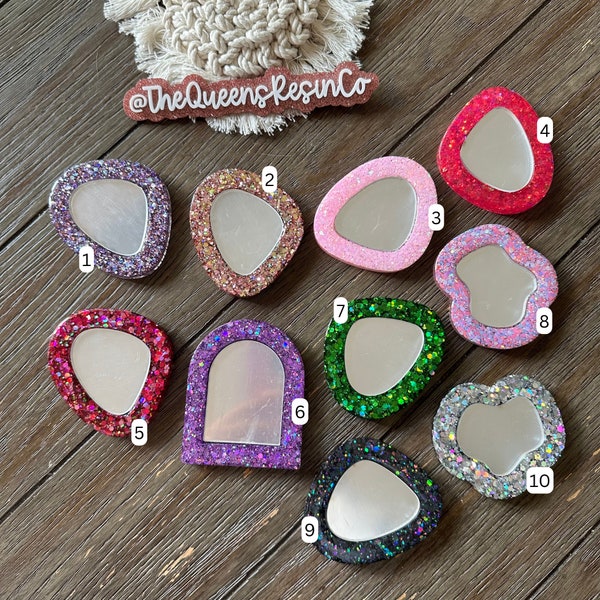 Funky Glitter Compact Mirrors | Ready to Ship ~ Resin Compact Mirrors | The Queens Resin Co.