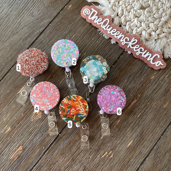 Glitter & Glam Badge Reel | Ready to Ship ~ Resin Badge Reel | The Queens  Resin Co.