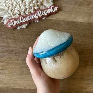 Ocean Waves Mushroom Jar | Ready to Ship ~ Resin Mushroom Jar | The Queens Resin Co.