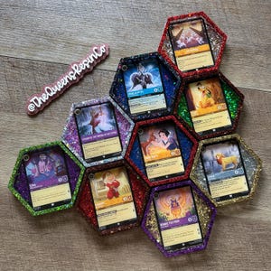 Lorcana Favorites Coaster | Ready to Ship ~ Resin Encased Lorcana Trading Card Coaster | The Queens Resin Co.