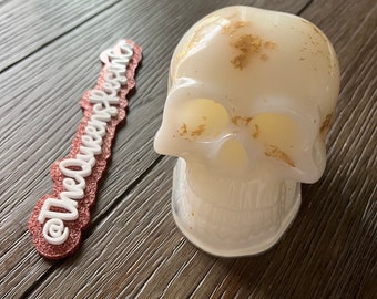 Cotton White & Gold Skull | Ready to Ship ~ SOLID Resin Skull | The Queens Resin Co.