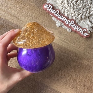 Royal Velvet Mushroom Jar | Ready to Ship ~ Resin Mushroom Jar | The Queens Resin Co.