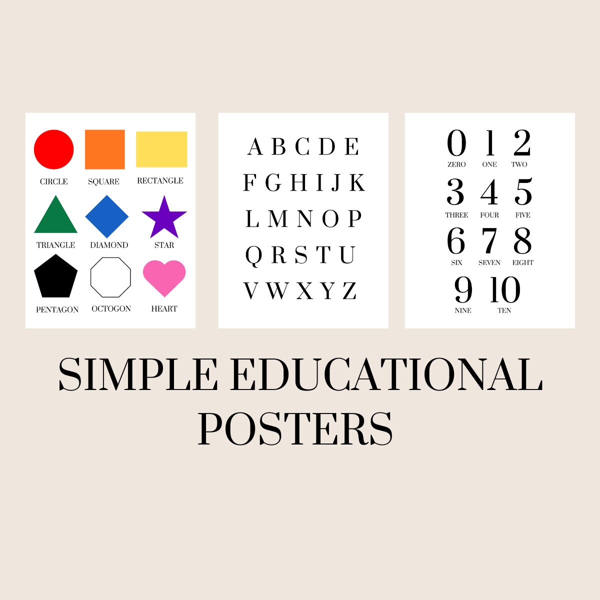 Printable Homeschool Poster Set Letters Numbers and Shapes - Etsy
