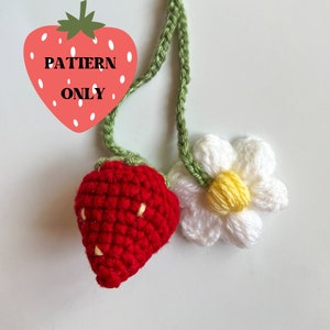 Crochet Strawberry Charm PATTERN ONLY