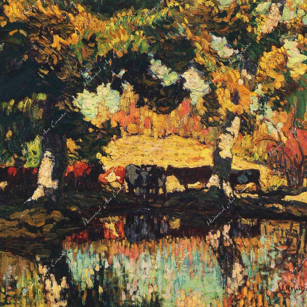 J. E. H. MacDonald - Cattle by the Creek, 1918