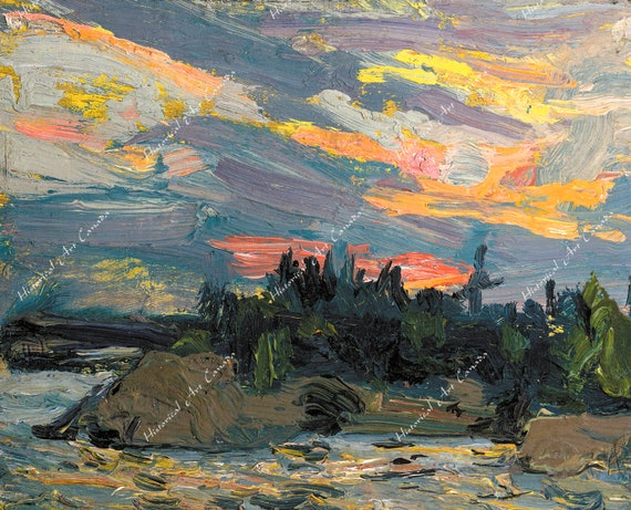 Tom Thomson Sunset Canoe Lake II Etsy Canada
