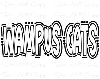 Gatos Wampus - Letras Doodle con fondo transparente - Sublimación PNG y SVG - Ilustración digital