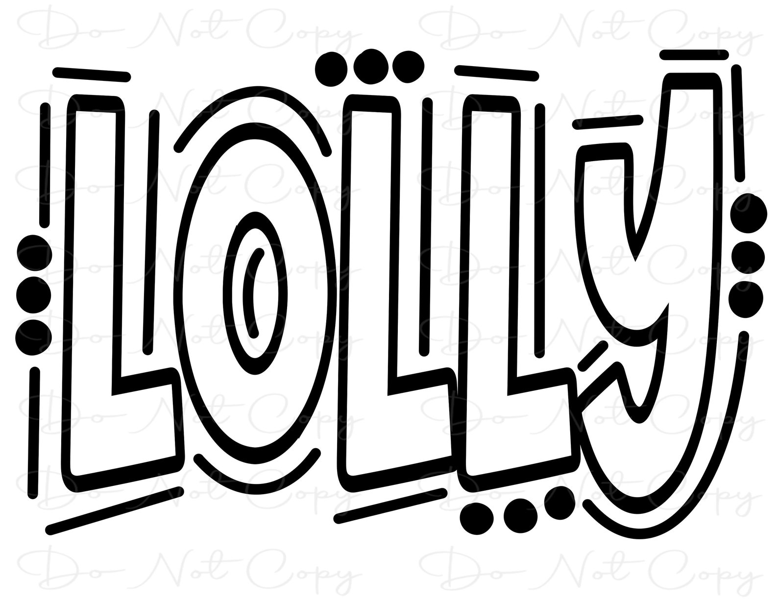 LOLLY - Doodle Word Outline - Sublimation PNG SVG - Digital Artwork ...
