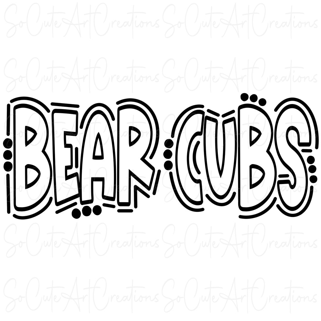 Bear Cubs - Doodle Letters Transparent Background - Sublimation PNG and ...