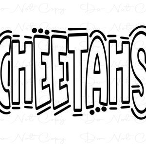CHEETAHS - Doodle Letters Transparent Background - Sublimation PNG and SVG - Digital Artwork
