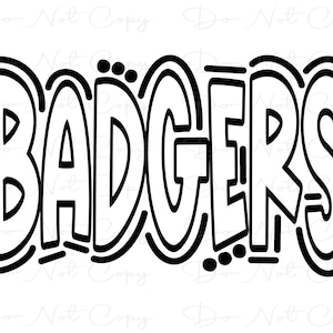 BADGERS - Doodle Word - Sublimation PNG and SVG - Digital Artwork