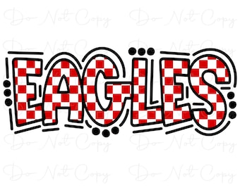 ÁGUILAS - Letras dibujadas - ROJAS - Sublimación PNG - Ilustración digital - Clip Art