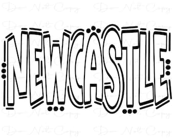 NEWCASTLE - Fondo transparente de letras Doodle - Sublimación PNG y SVG - Arte digital