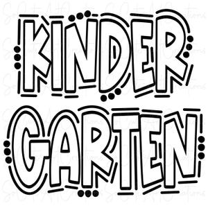KINDERGARTEN - Doodle Word - Sublimation PNG and SVG - Digital Artwork