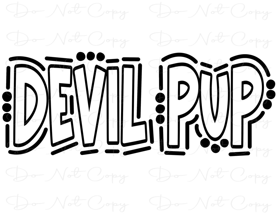 Teufel Welpe GekritzelBuchstaben Transparenter Hintergrund Sublimation PNG und SVG Digitales