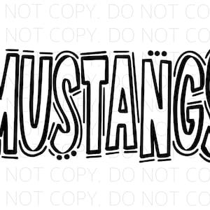 MUSTANGS - Doodle Letters Transparent Background - Sublimation PNG and SVG - Digital Artwork