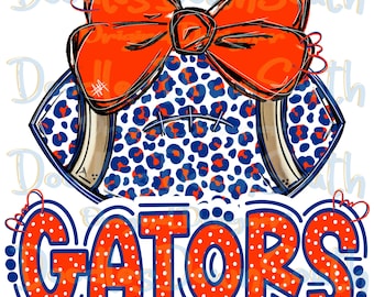 Gators - Football and Bow - Doodle Letters - School Spirit - Sublimation PNG - Digital Art