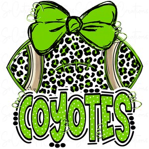 Football and Bow - Lime Green - Doodle Letters - School Spirit - Sublimation PNG - Digital Art