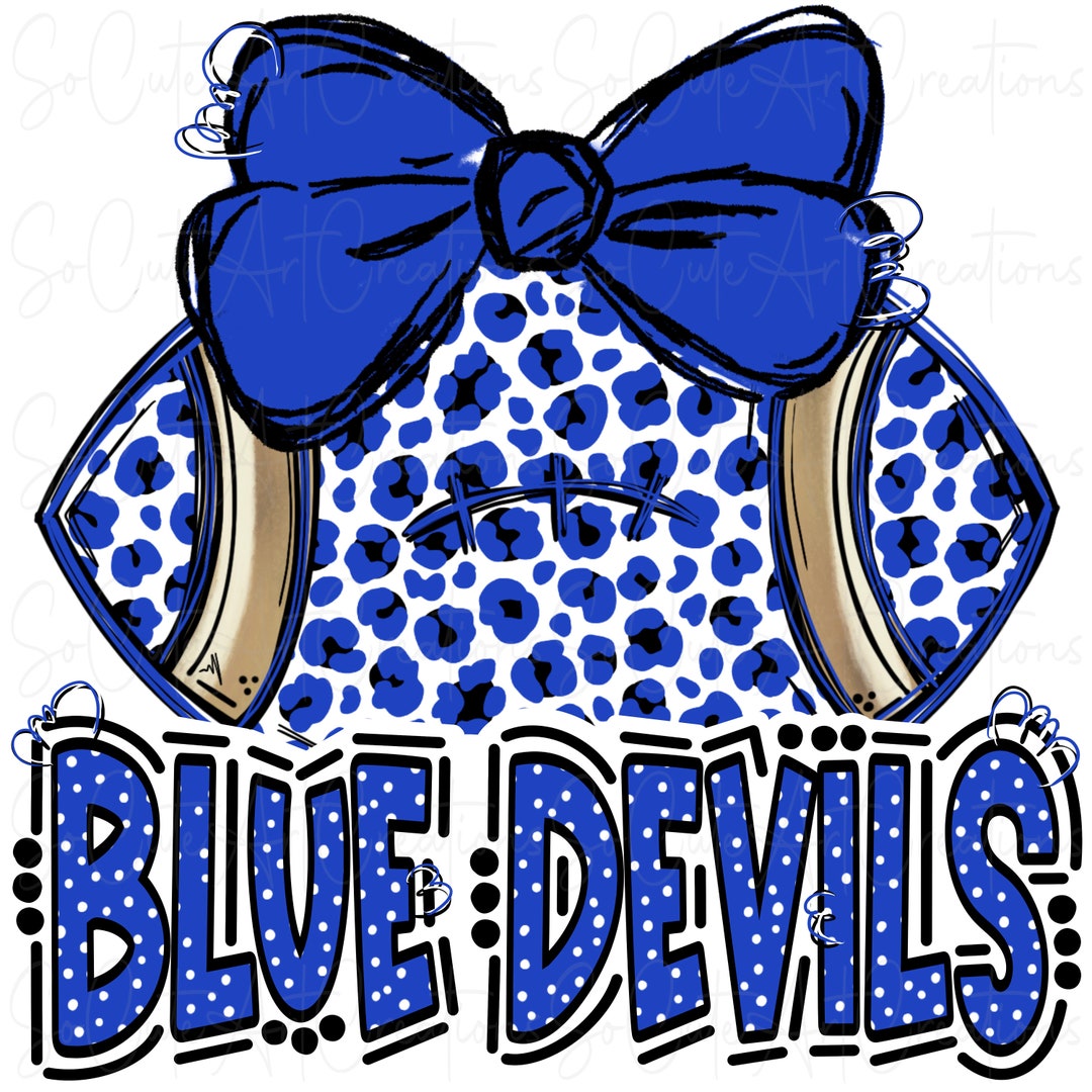 Blue Devils - Football Bow - Doodle Letters - School Spirit ...