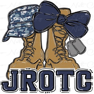 Military Navy - Boots with Bow - Dog Tags - Sublimation PNG - Digital Design - Clip Art