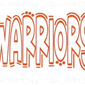 WARRIORS Orange - Doodle Letters Transparent Background - Sublimation PNG and SVG - Digital Artwork