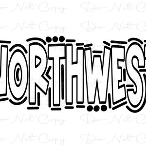 NORTHWEST - Doodle Letters Transparent Background - Sublimation PNG and SVG - Digital Artwork
