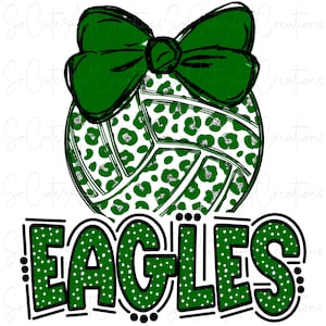 EAGLES - Volleyball Leopard - With Bow - School Spirit - Sublimation PNG - Digital Art
