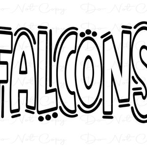 FALCONS - Doodle Letters Transparante Achtergrond - Sublimatie PNG en SVG - Digitaal artwork