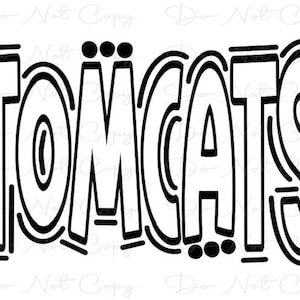 TOMCATS -  Doodle Letters - Sublimation PNG and SVG - Digital Artwork - Clip Art