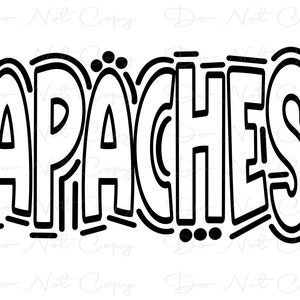 APACHES - Doodle Letters Transparent Background - Sublimation PNG and SVG - Digital Artwork